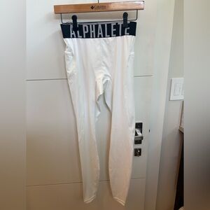 Alphalete White Leggings with Black Branded Waistband
